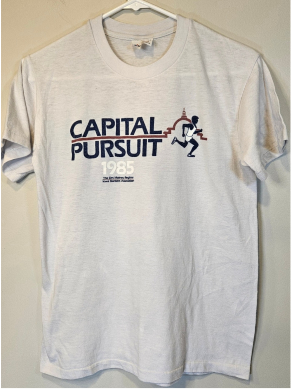 Vintage 1985 Capital Pursuit Running T Shirt Stedman USA Des Moines Iowa Medium